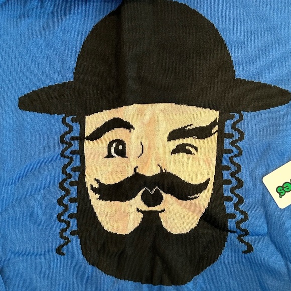 Tipsy Elves Rabbi We Last Eight Days Ugly Christmas Hannukah Sweater NWT XL - Picture 7 of 15